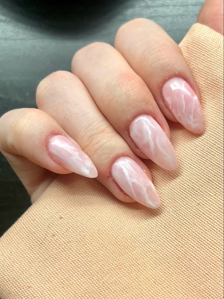 Marble Almond Nails