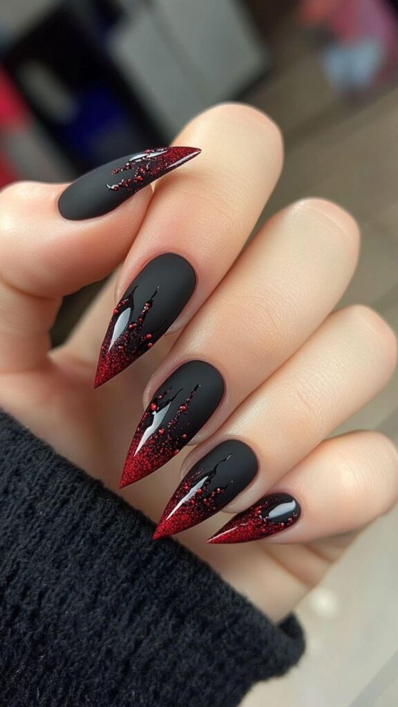 Black and Red Nails