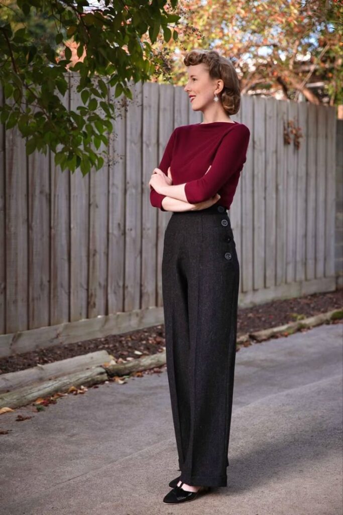 Vintage Blouse and Wool Slacks