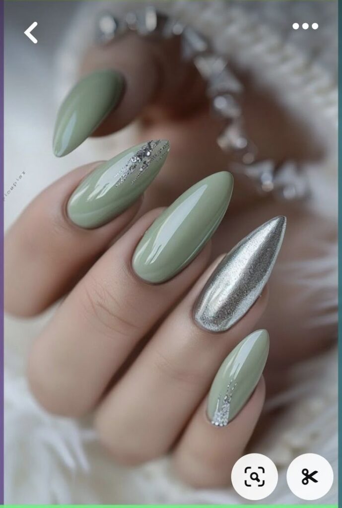 Sage Green and Silver Foil