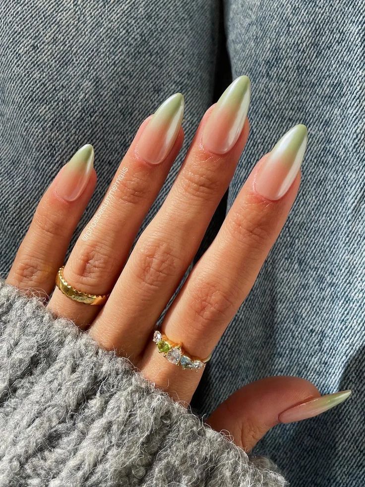 Sage Green Gradient Nails