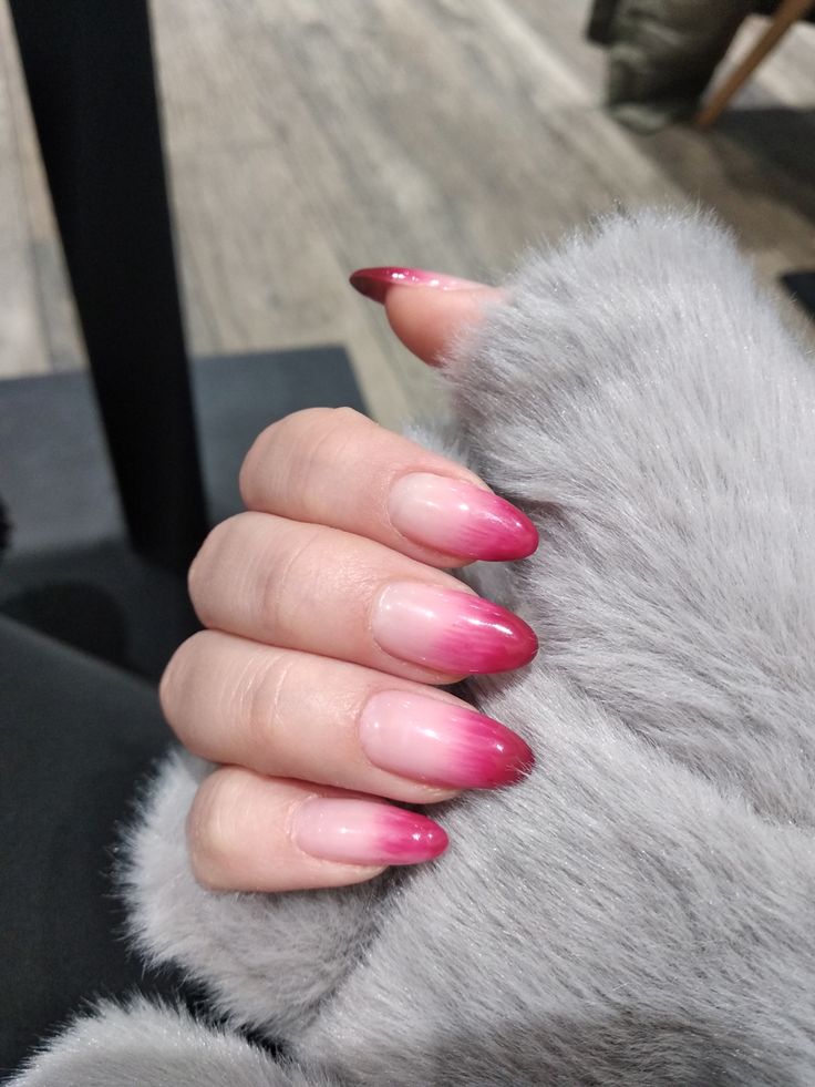 Red and Pink Gradient Nails