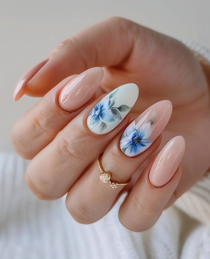 Floral Almond Nails