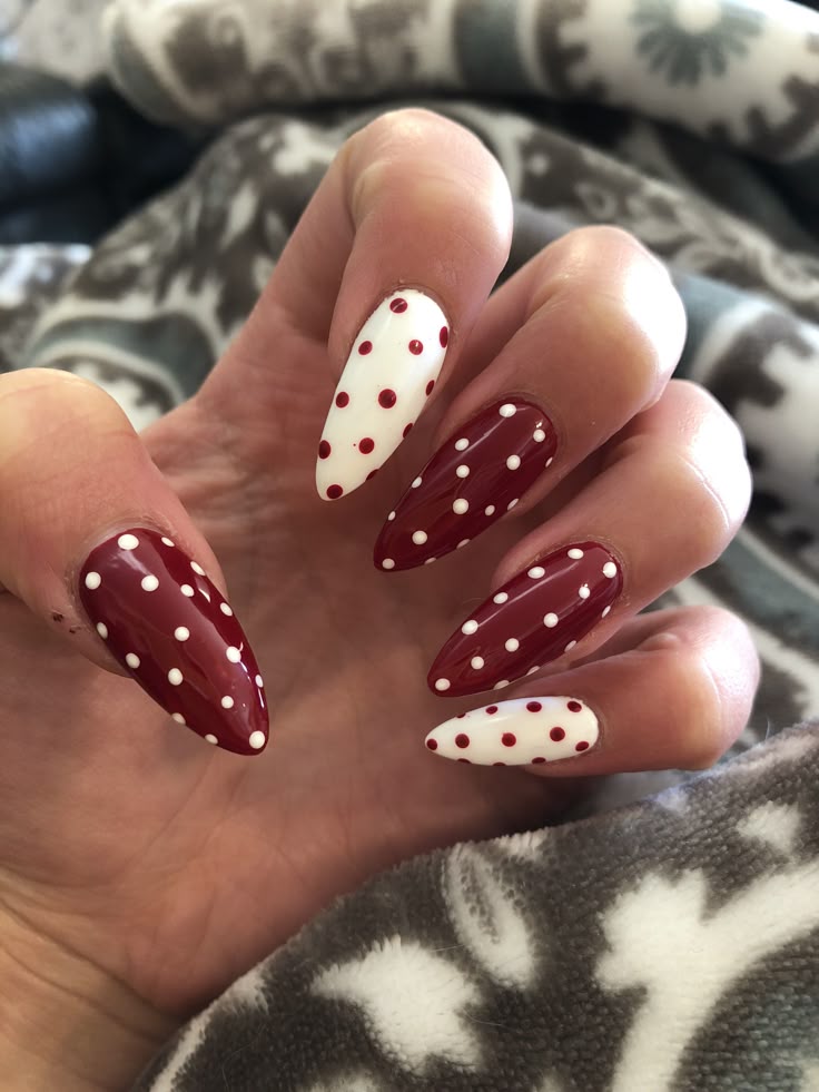 Red Nails with Polka Dots
