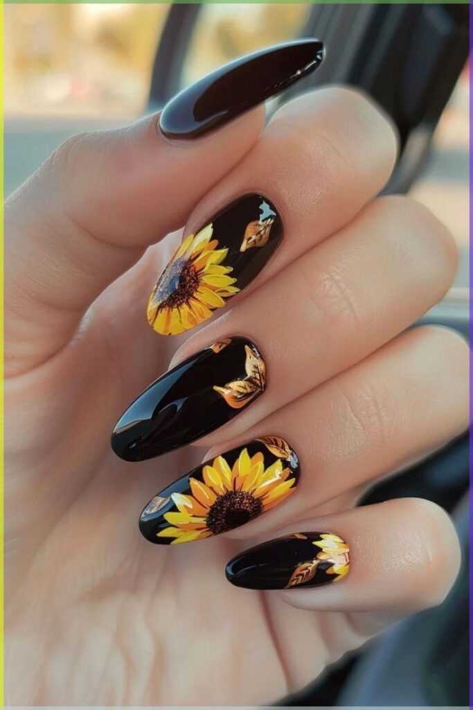 Matte Sunflower Nails