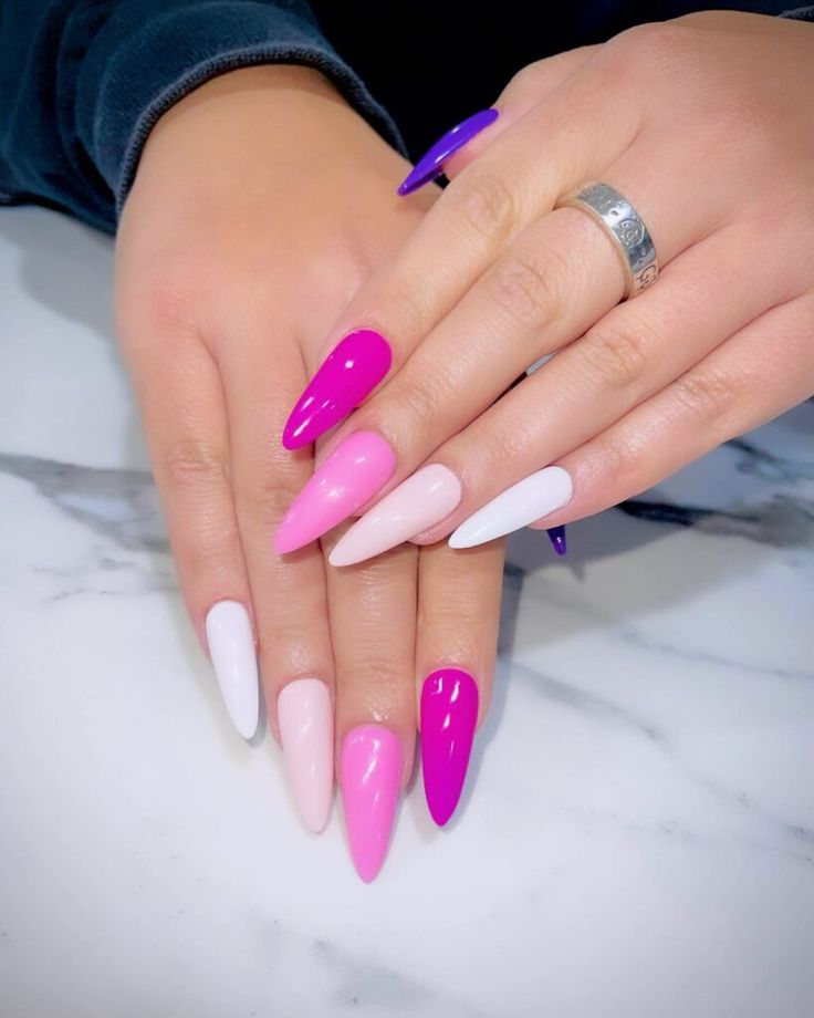 Hot Pink Nails with Glitter Accents
