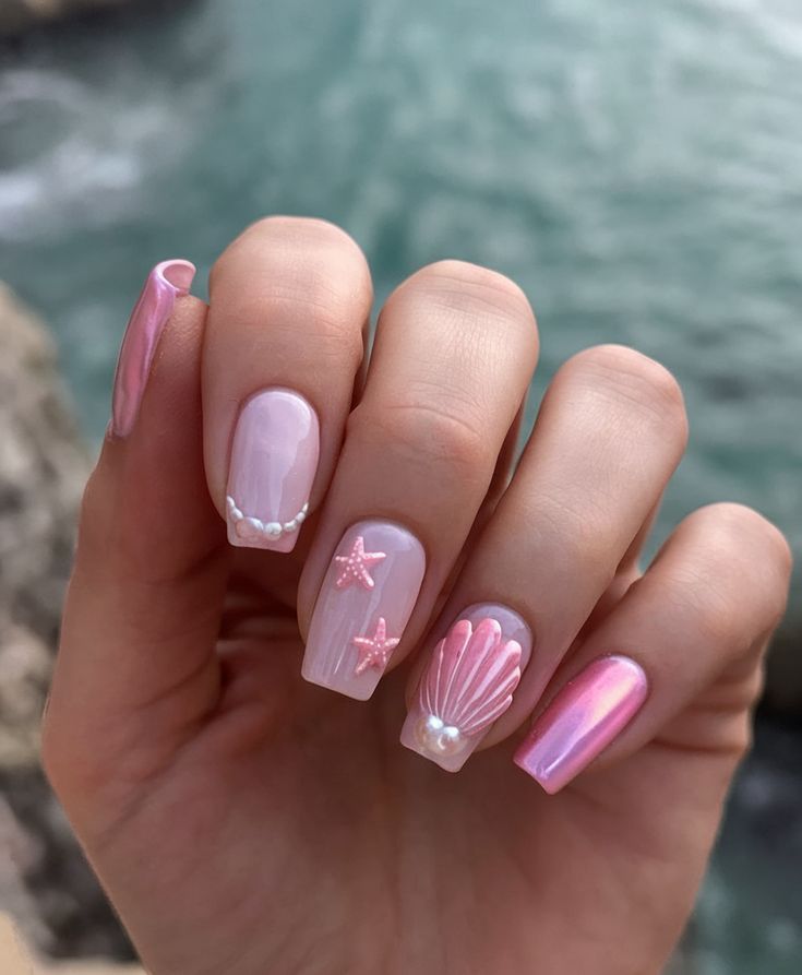 Pink Mermaid Nails