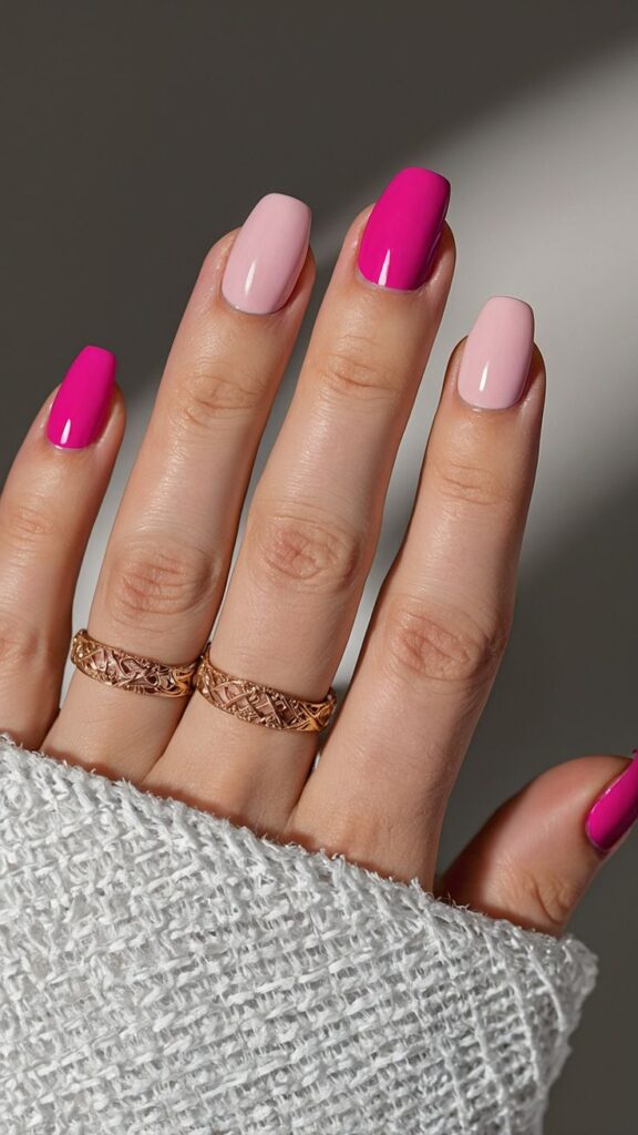 Simple Hot Pink Summer Nails