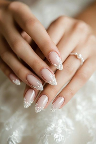 Elegant Nude Wedding Nails