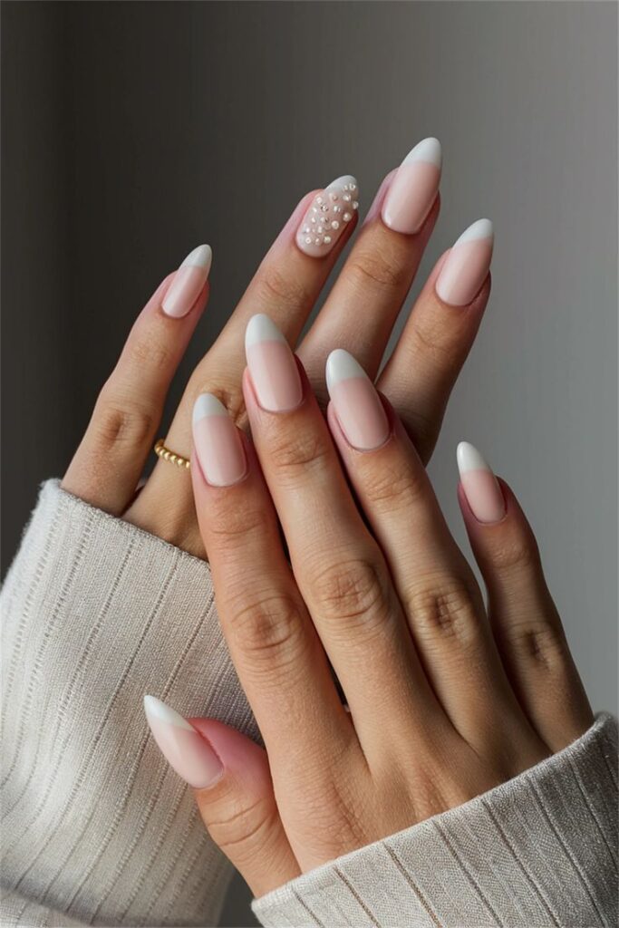 Simple Elegant Bride Nails