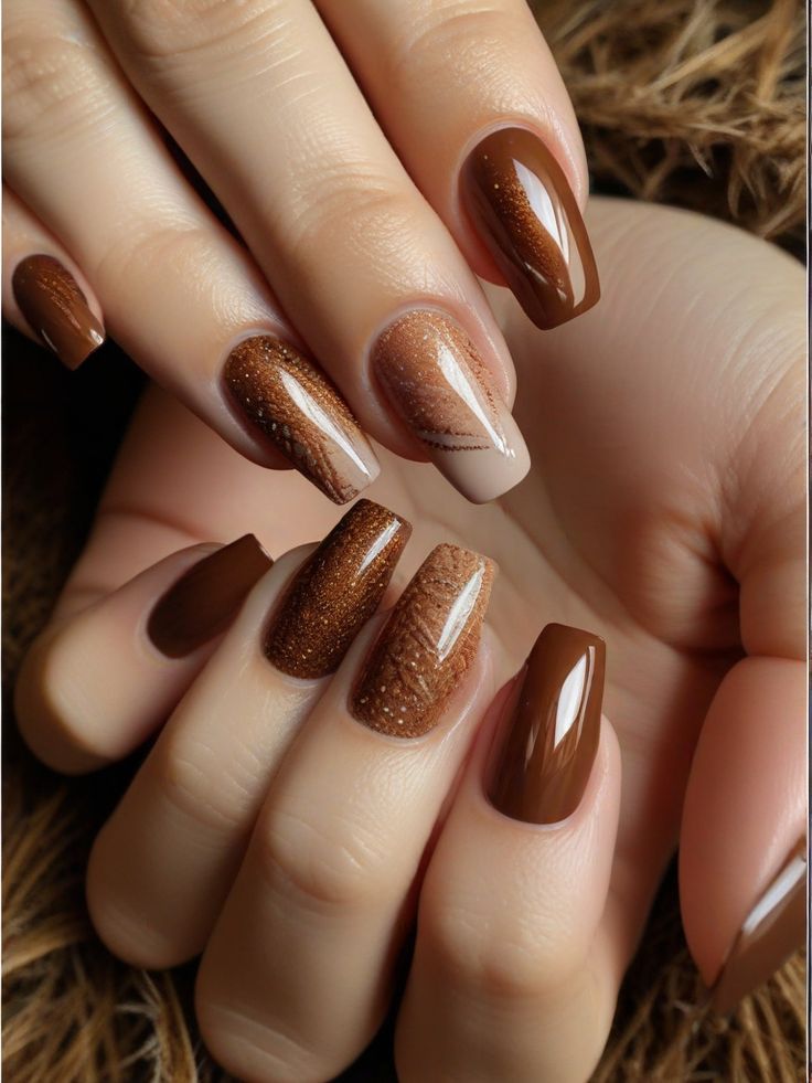 Glittery Fall Nails
