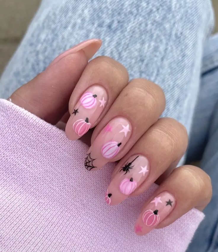 Pink Pumpkin Nails