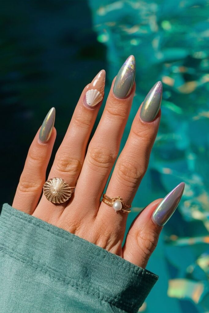 Seashell Mermaid Nail Designs
