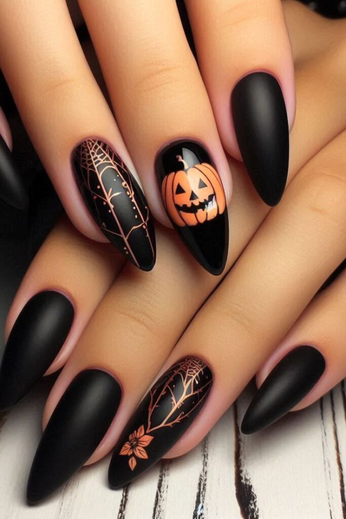 Spooky Pumpkin Nail Art