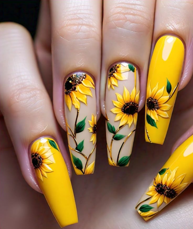 3D Sunflower Nails