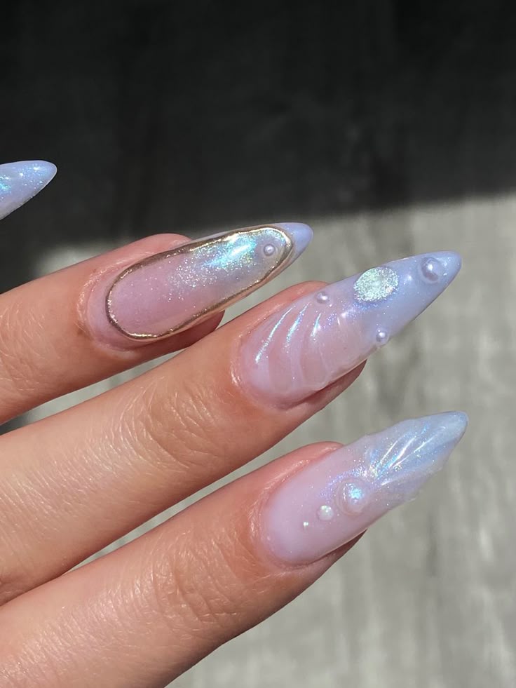 Chrome Mermaid Tail Nails