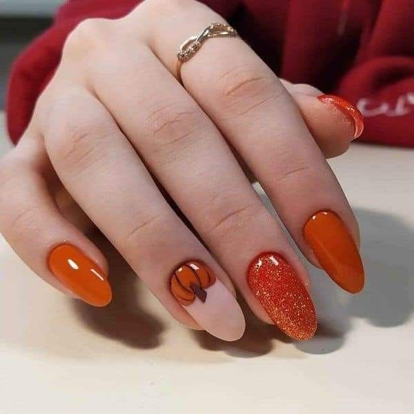 . Classic Pumpkin Nail Designs
