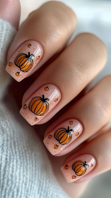 Cute Pumpkin Nails