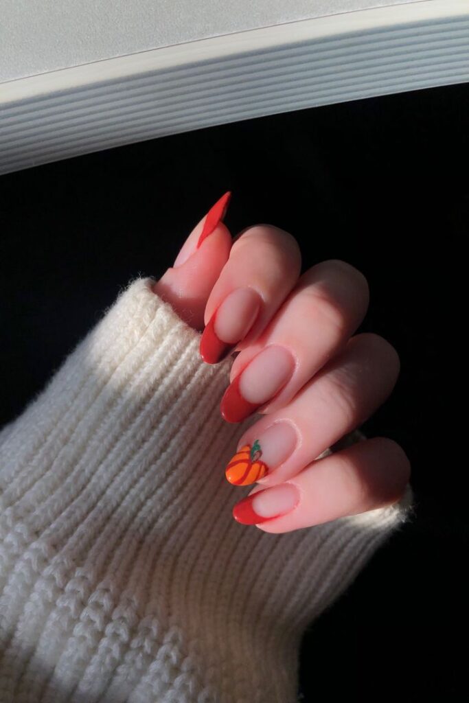 Pumpkin French Tip with Vines