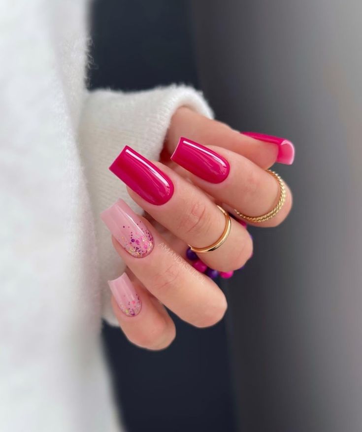Hot Pink Summer Ombre Nails